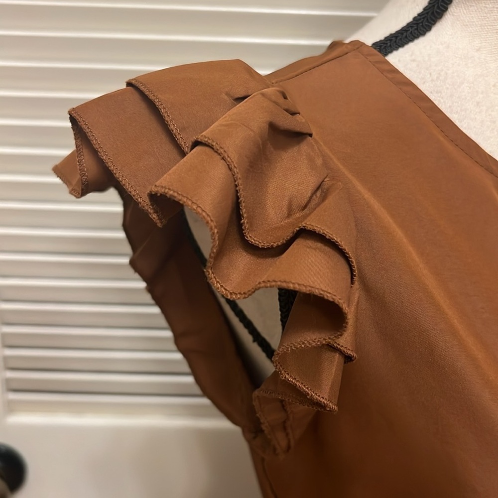 Sold on mercari.  SHEIN Tiered Ruffled Midi Dress in Brown, Size Small, EUC - Picture 8 of 17